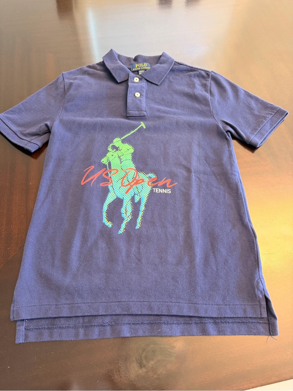 Polo by Ralph Lauren Navy Polo Shirt with Green & Red US Open Graphic